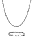 5mm white gold plain cuban chain necklace and bracelet set by Iceman Society