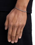 Model wearing 3mm white gold rope bracelet by Iceman Society