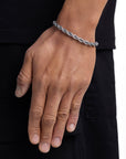 Model wearing 6mm white gold rope bracelet by Iceman Society