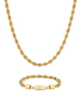 6mm 18k gold rope chain necklace and bracelet set by Iceman Society