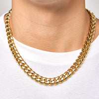 PLAIN - 12mm 古巴項鍊 (Yellow Gold)