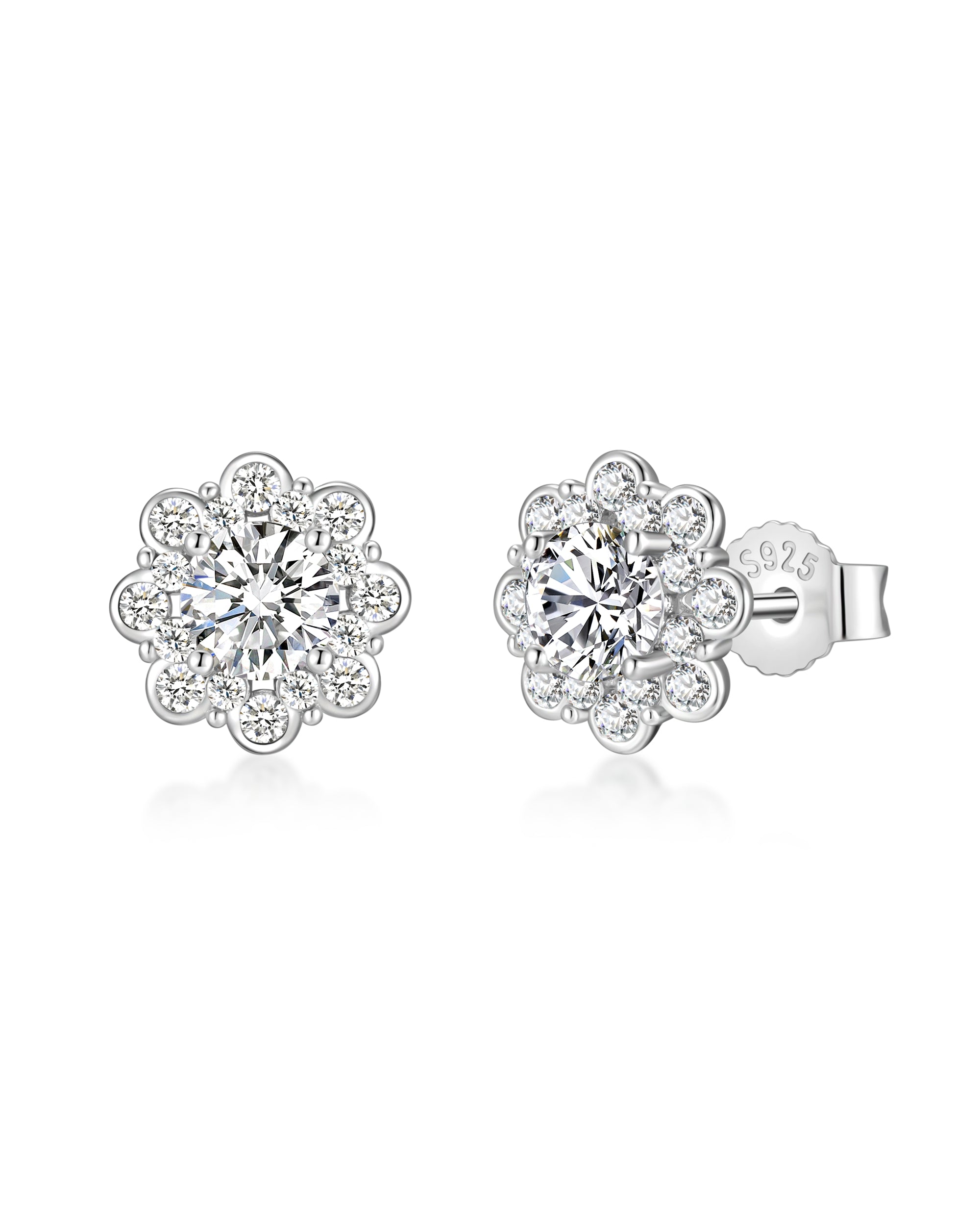 White gold moissanite earrings by Iceman Society
