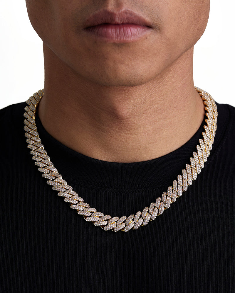 ICE PRONG SET 13mm 古巴組合 18K Gold 配戴照