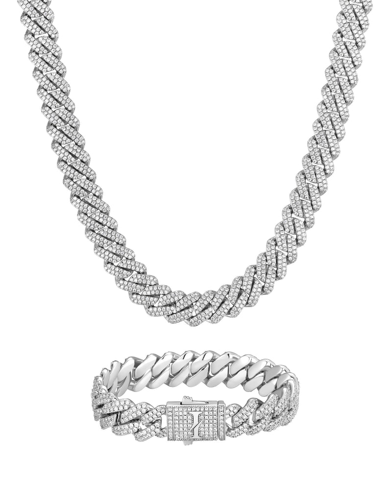ICE PRONG SET 13mm 古巴組合 White Gold 商品照