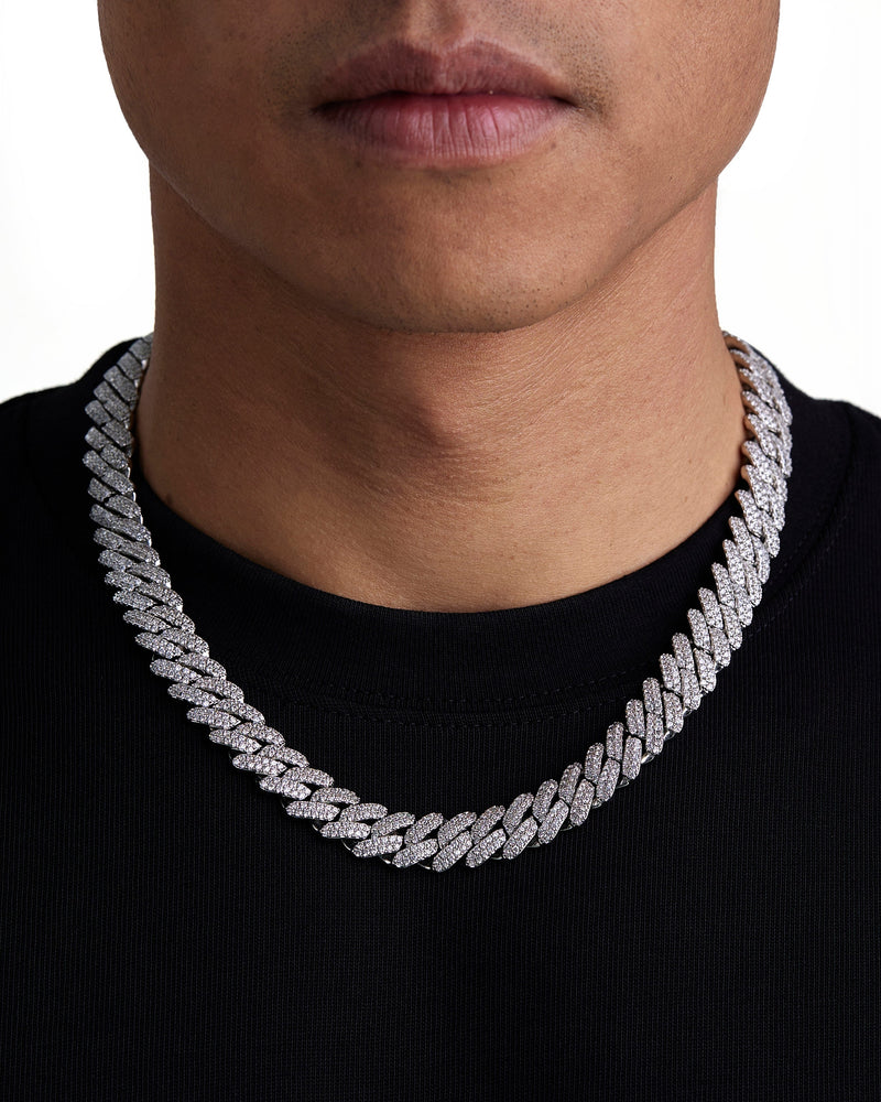 ICE PRONG SET 13mm 古巴組合 White Gold 配戴照