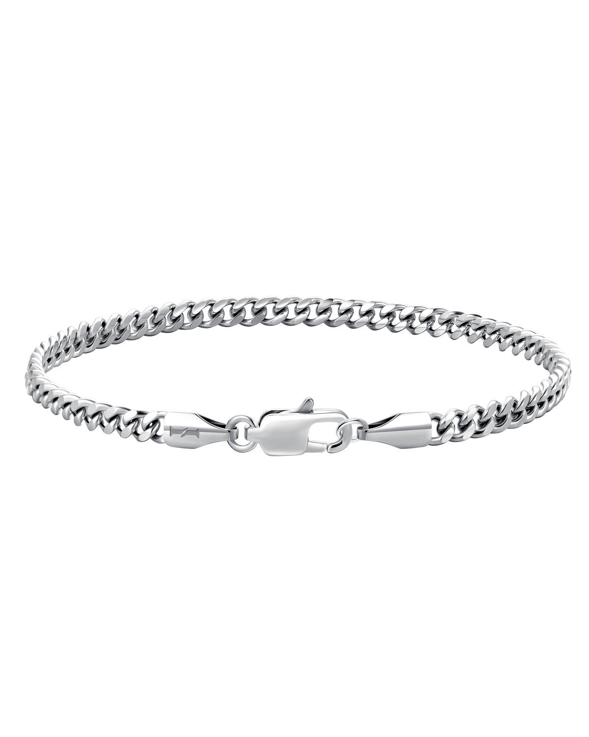 3mm white gold plain cuban bracelet by Iceman Society