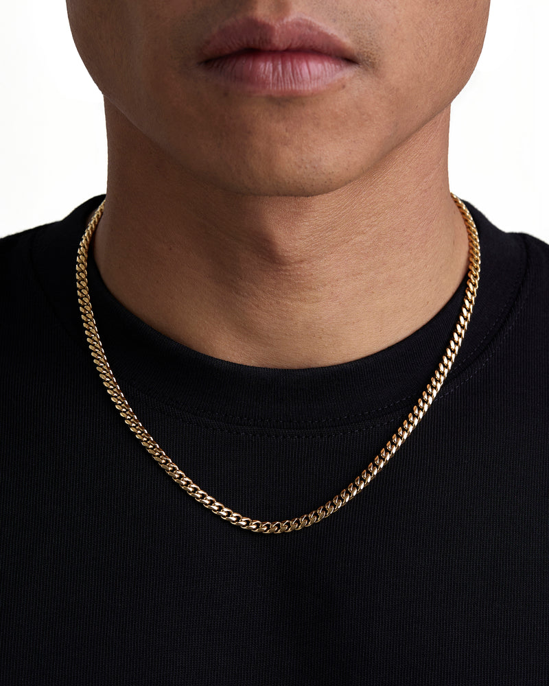 PLAIN 5mm 古巴項鍊 18K Gold 配戴照