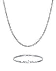 3mm white gold plain cuban chain necklace and bracelet set by Iceman Society