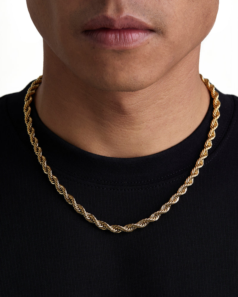 THE ROPE 6mm 麻花項鍊 18K Gold 配戴照