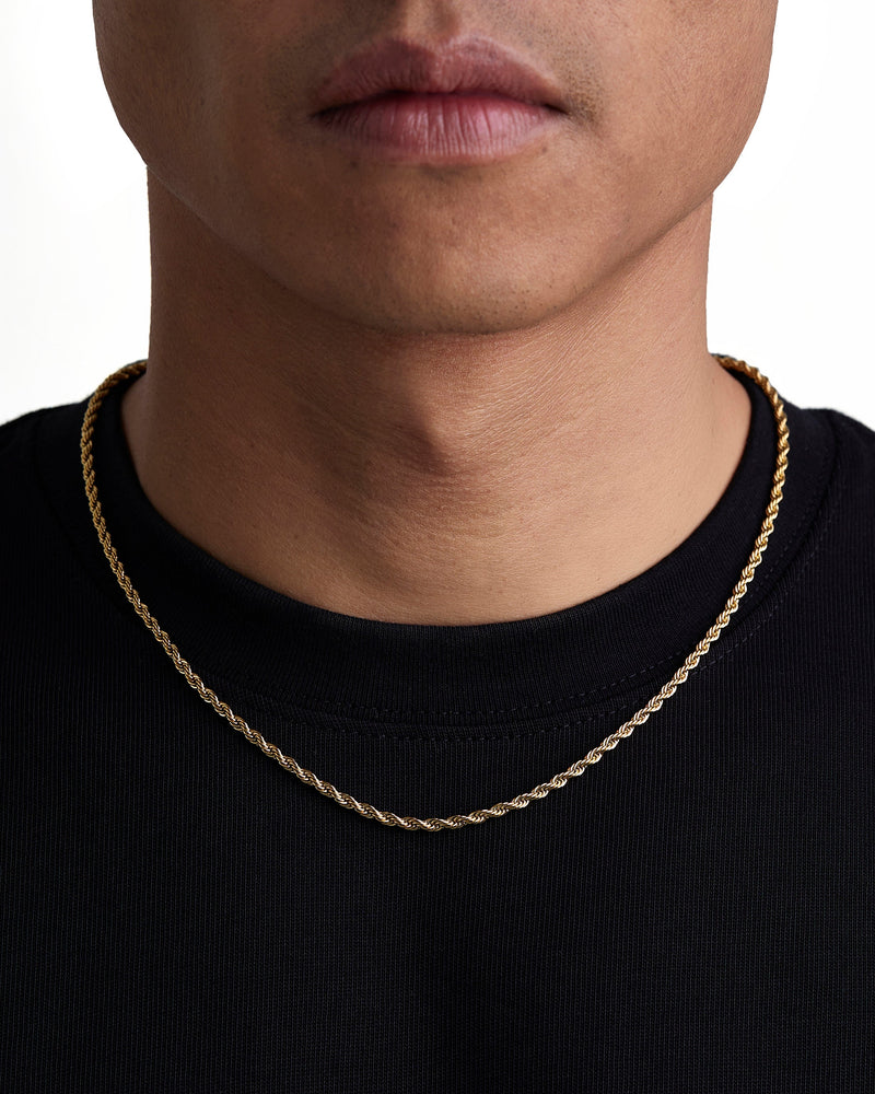 THE ROPE SET 3mm 麻花組合 18K Gold 配戴照