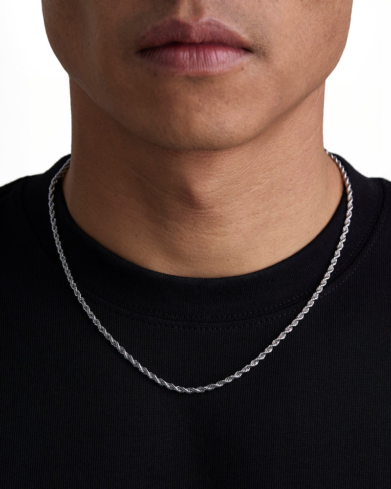 THE ROPE SET 3mm 麻花組合 White Gold 配戴照