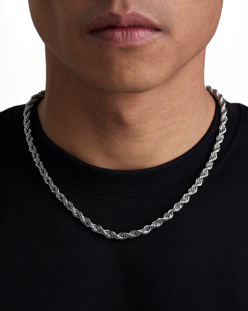 THE ROPE SET 6mm 麻花組合 White Gold 配戴照